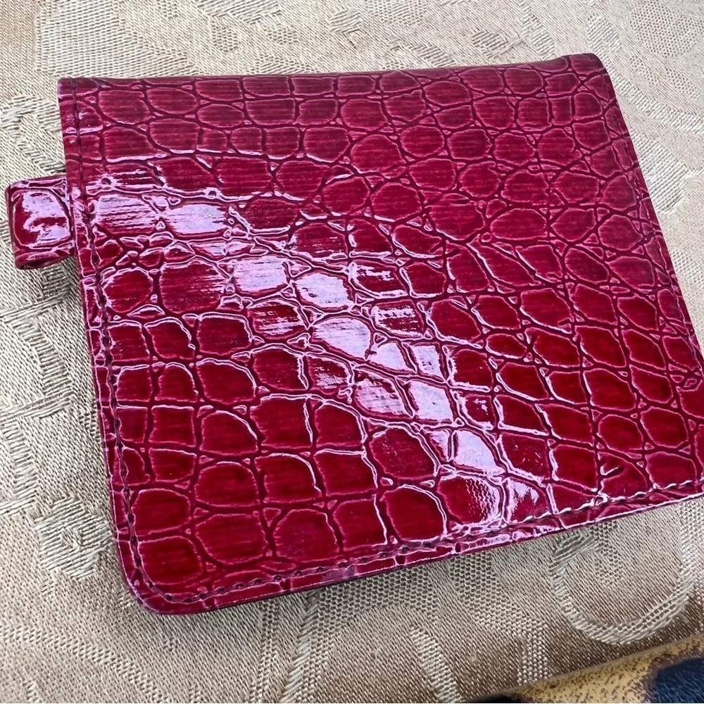 SET OF TWO MINI WALLETS RED FAUX CROC LEOPARD RETRO PINUP ROCKABILLY TRAVEL